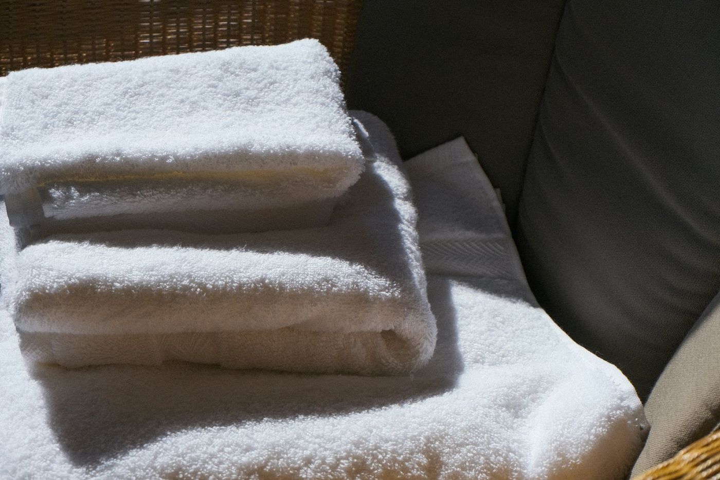 Stack of clean white towels