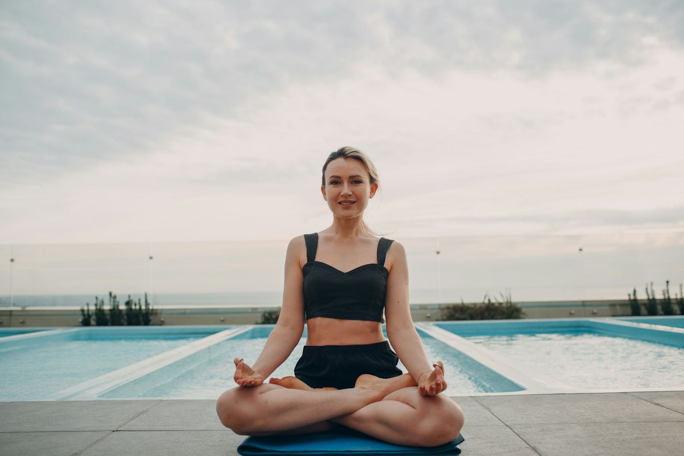 Yoga on a wooden deck
