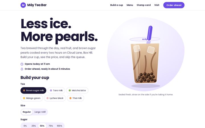 Mây Tea Bar bubble tea example website