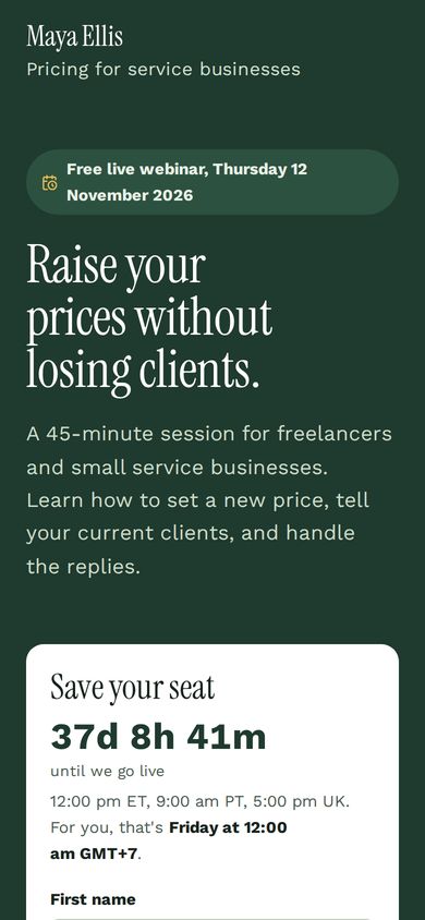 Webinar sign-up landing page